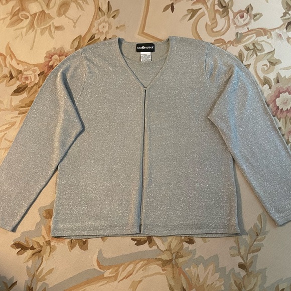 Silver Metallic thread cardigan with attached camisole by Sag Harbor size XL - Picture 1 of 8